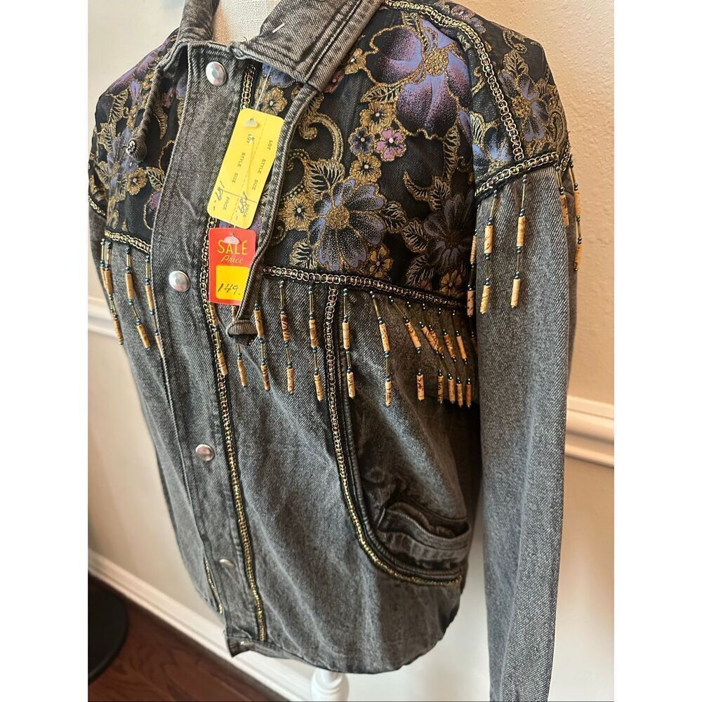 Vintage Embellished Western Denim Jacket Size Large - Picture 4 of 14